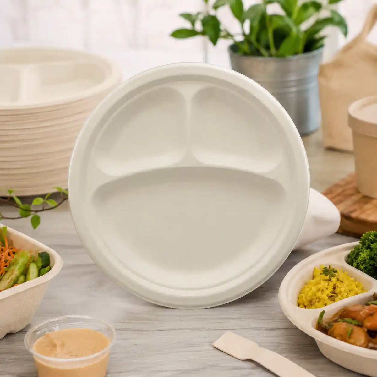 Divided Bagasse Plate