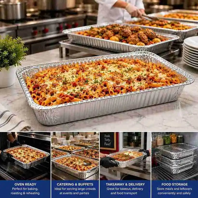 Medium full-size aluminum catering pan