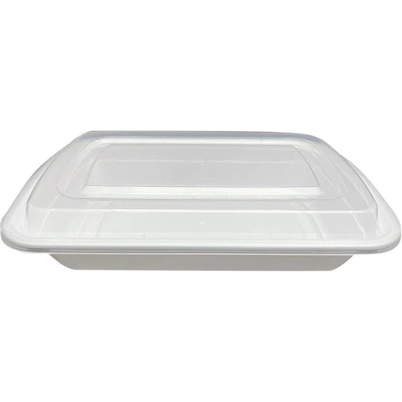 RitePak - 24oz, 7" x 5" x 2" White Rectangle Microwavable Container Combo, 150/Cs - MR7524W