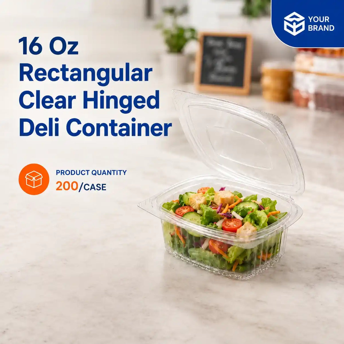 16 oz Hinged Clear Deli Container