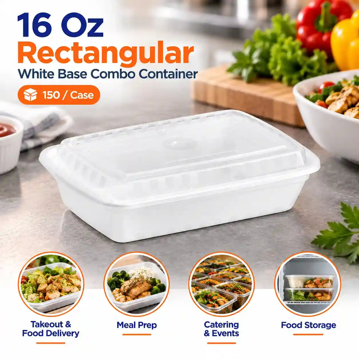 16 oz rectangle combo containers