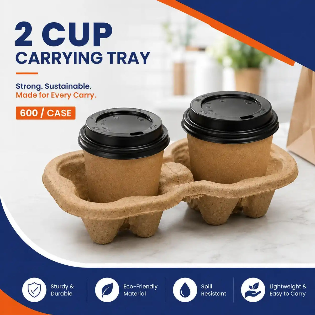 2 Cup Carrying Tray
