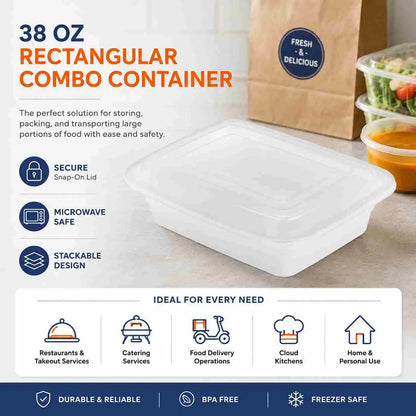 Rectangle takeaway combo containers with lid