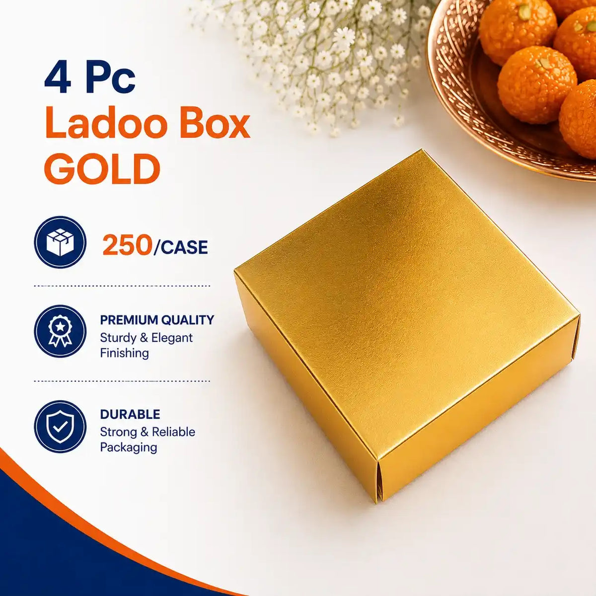 4 Pc Gold Ladoo Box