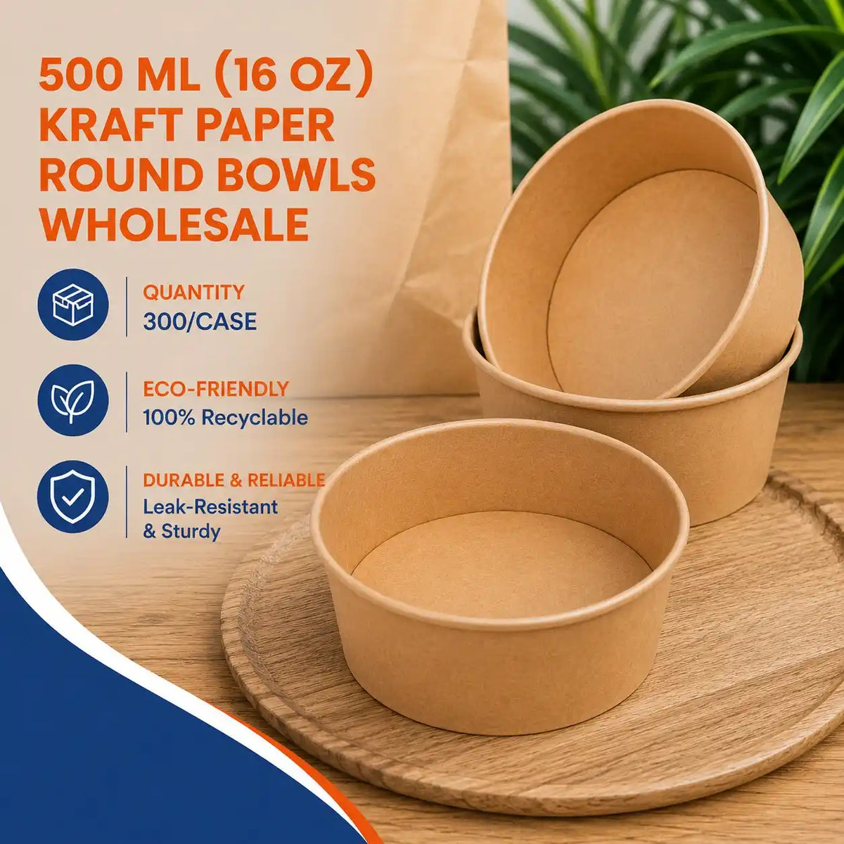 500 ml Kraft Paper Round Bowl