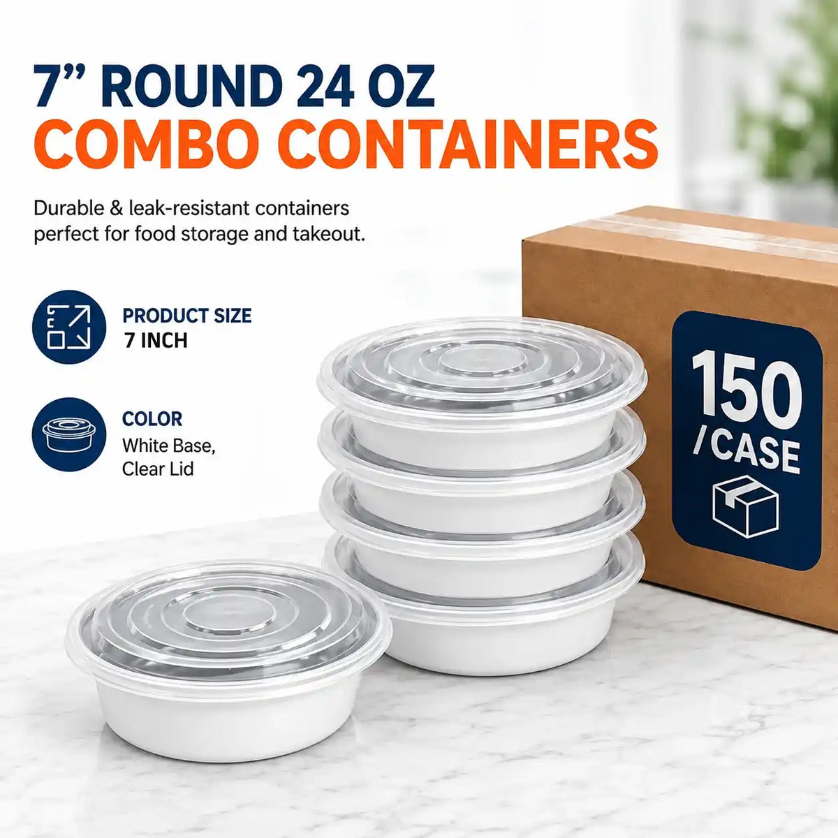 7-inch 24 oz combo food containers