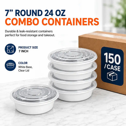 7-inch 24 oz combo food containers