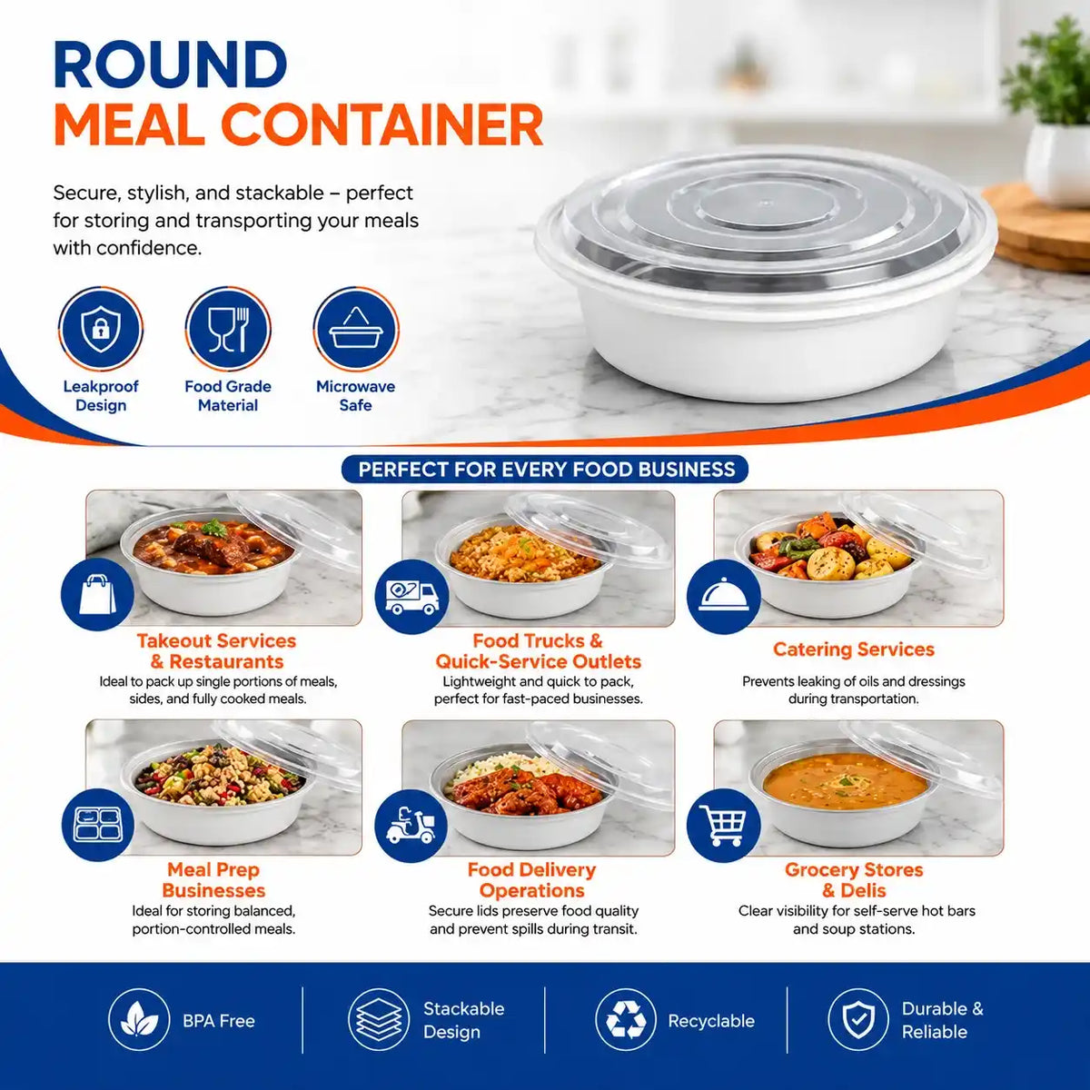 Combo food container with attached clear lid
