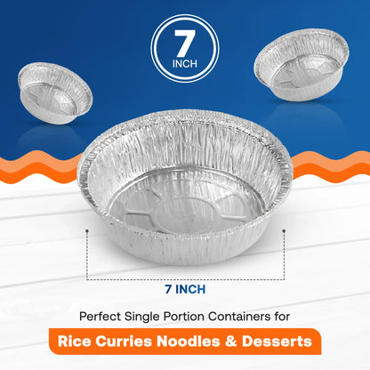 Disposable round foil tray for hot food packaging
