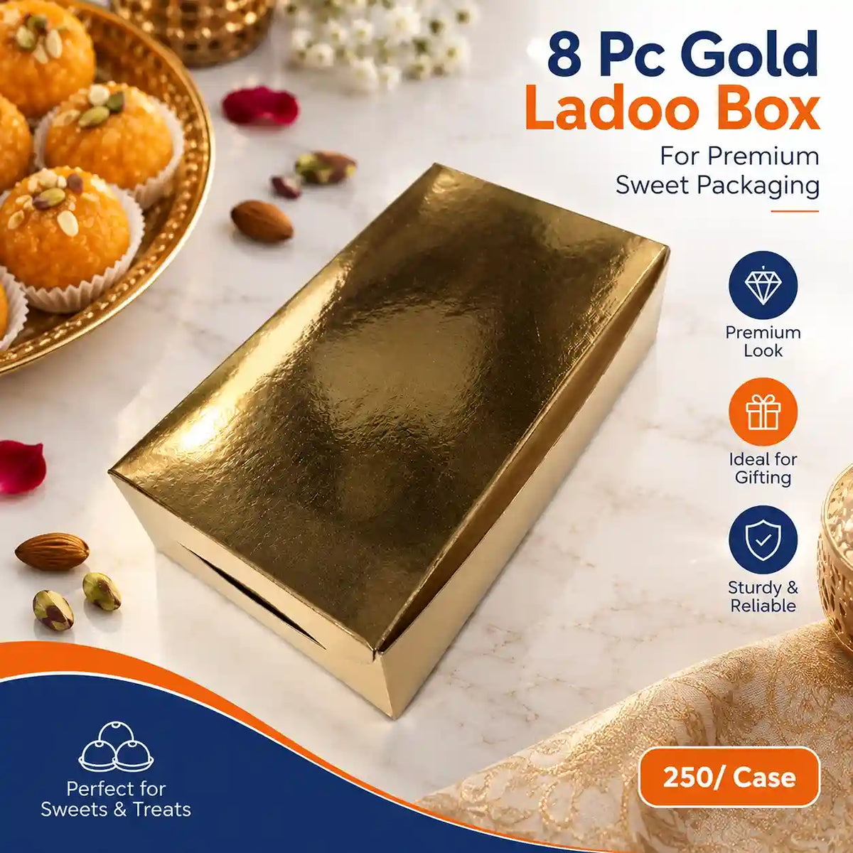 8 Pc Gold Ladoo Box
