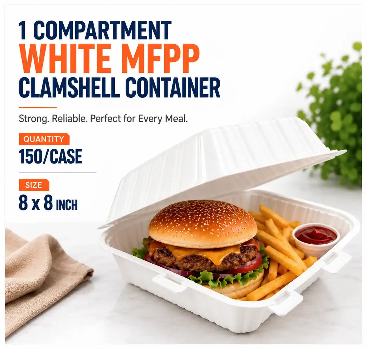 8x8x3 One Compartment MFPP Container