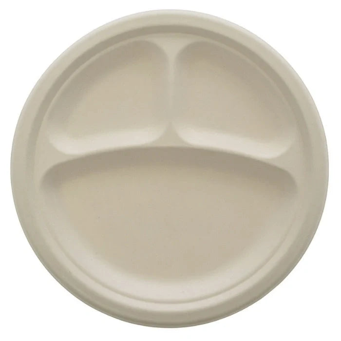 bagasse plate 3 compartments for meals