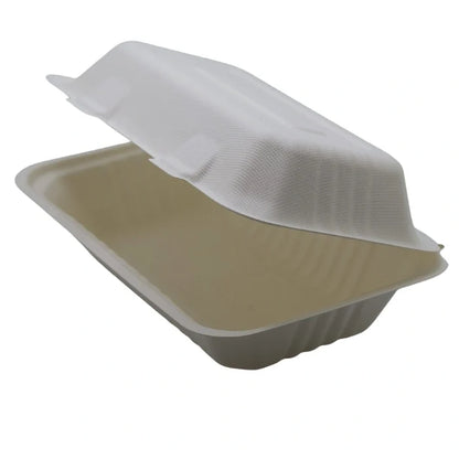 bagasse clamshell container used for food storage
