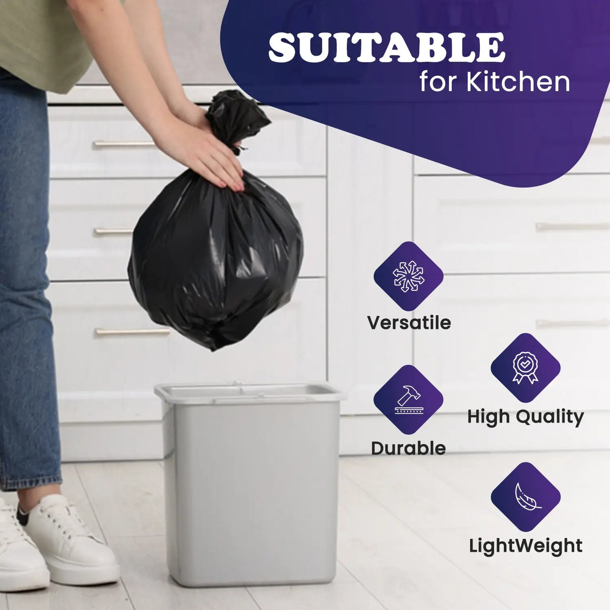 42" x 48" Black Garbage Bags X-Strong Heavy Duty Trash Bags for Large Bins, Commercial Waste & Industrial Use Leak Proof (100/Case)