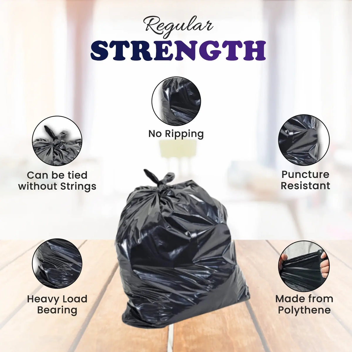 42" x 48" Black Garbage Bags X-Strong Heavy Duty Trash Bags for Large Bins, Commercial Waste & Industrial Use Leak Proof (100/Case)
