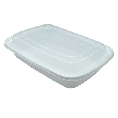rectangular white plastic meal prep container