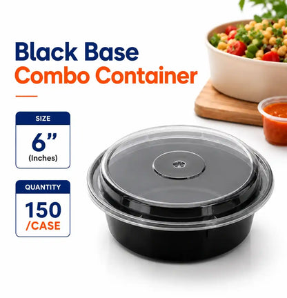 Maple 6 Inch Black Round Container