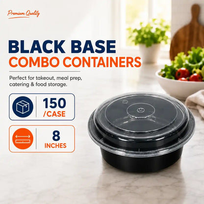 Maple 8 Inch Black Round Container