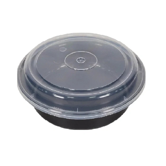 black round disposable plastic container