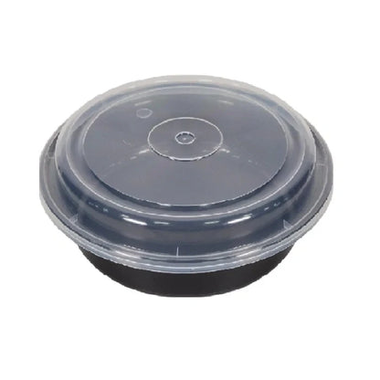 black round disposable plastic container