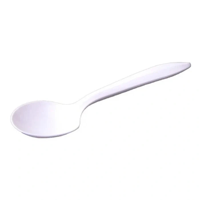 Heavy Duty White Plastic Soup Spoon