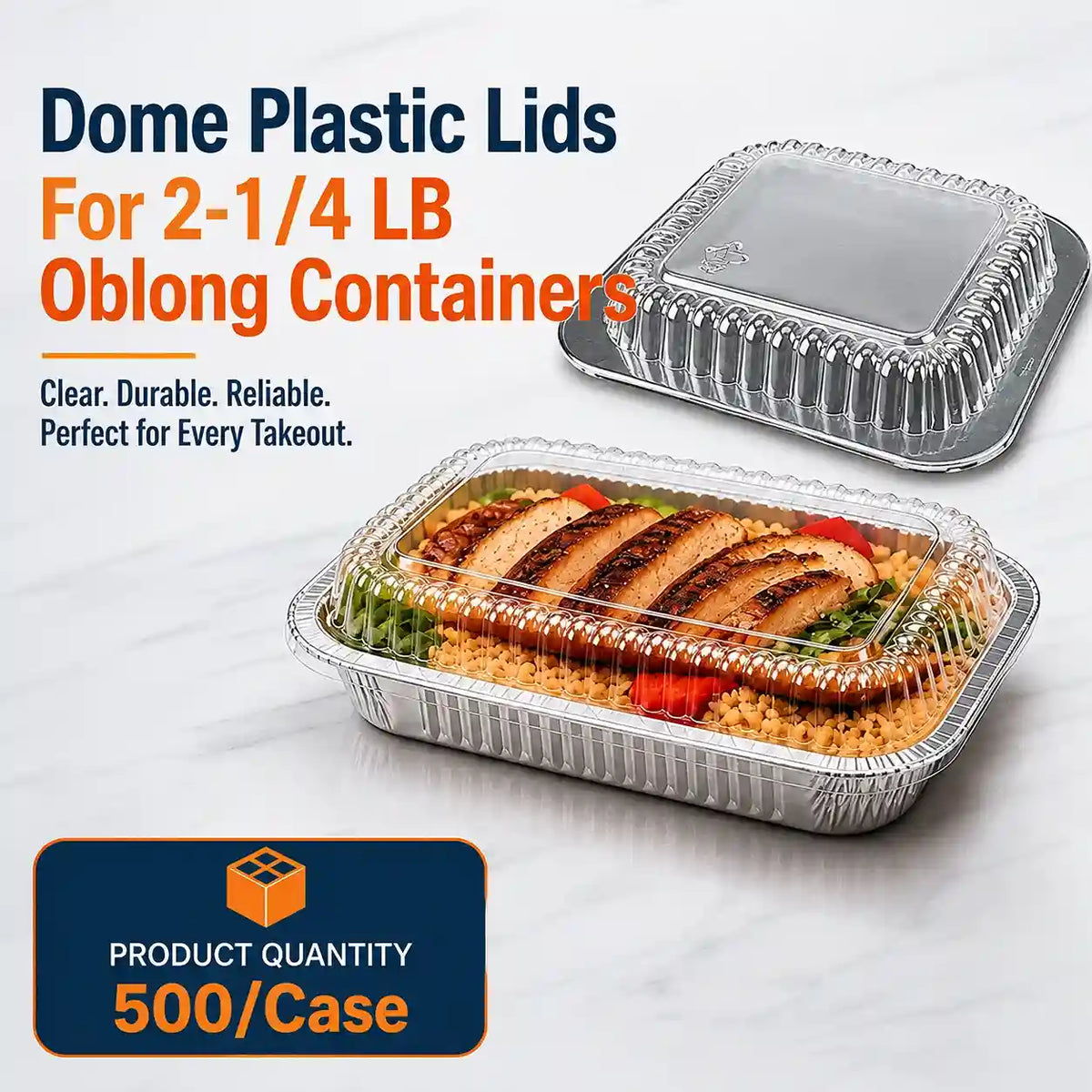 1 LB Oblong Dome Plastic Lids