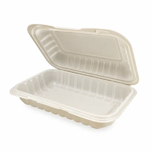 white natural fiber rectangular clamshell packaging container