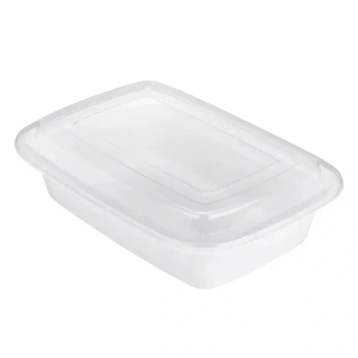 Rectangular transparent plastic food container for storage