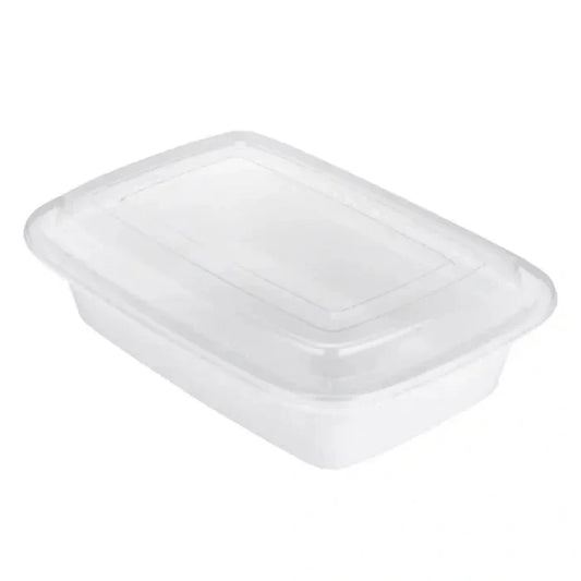 Rectangular transparent plastic food container for storage