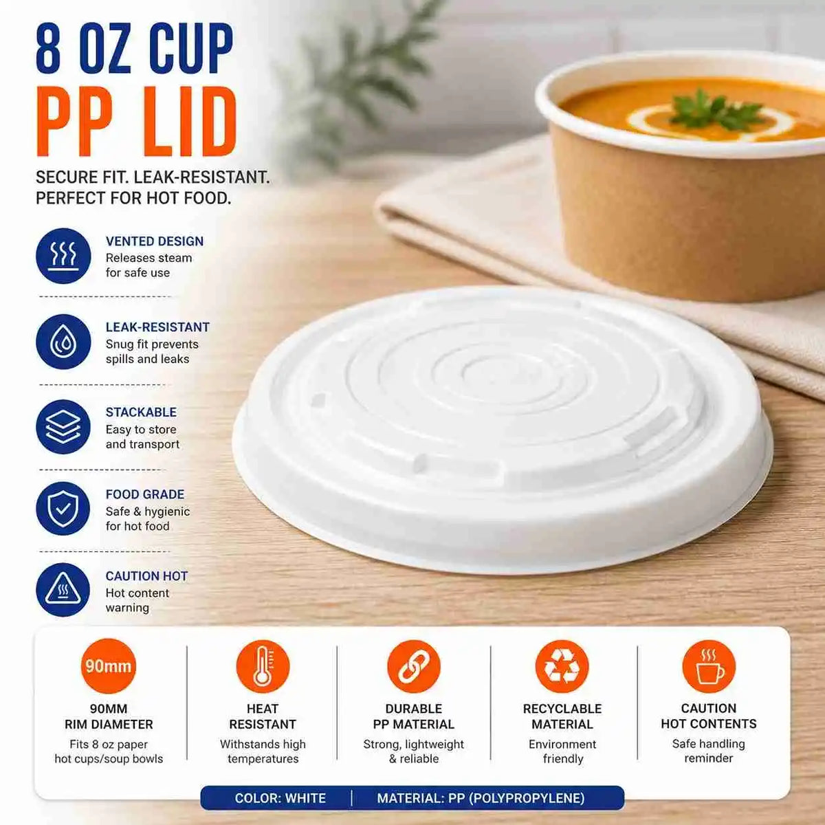 Plastic Lid for 8 oz Soup Bowl
