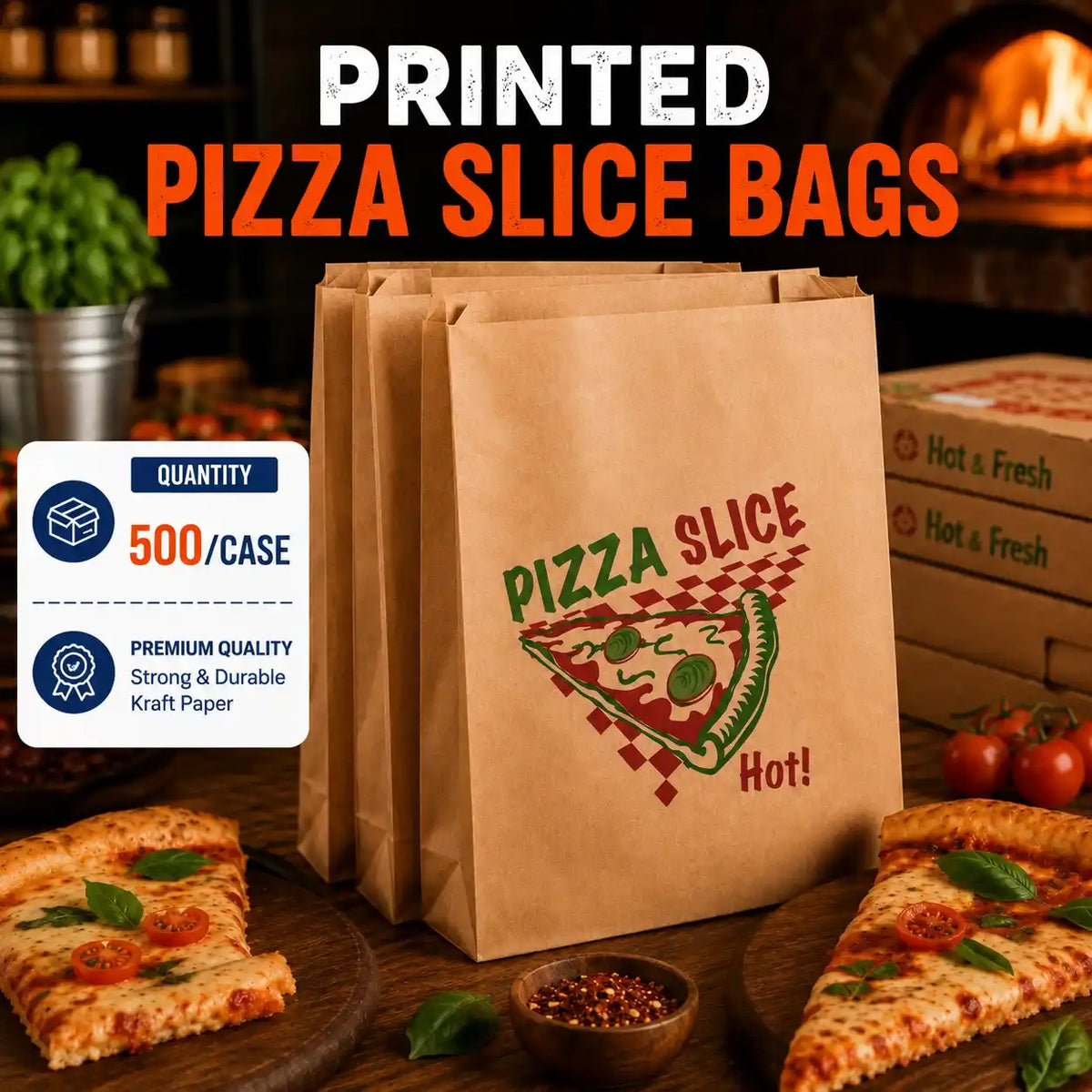 Printed Pizza Slice Bag