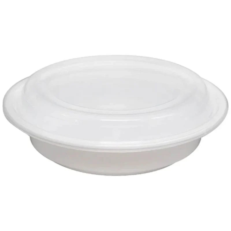 Black round plastic deli container for food storage