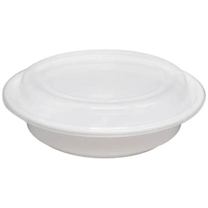 Black round plastic deli container for food storage