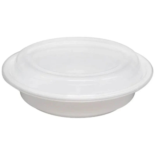 Black round plastic deli container for food storage