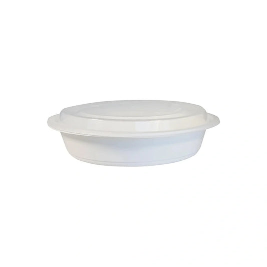 Black round plastic deli container