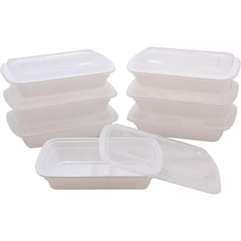 RitePak - 32oz, 8" X 6" X 1.75" White Rectangle Microwavable Container Combo, Pack of 150 - MR8632W