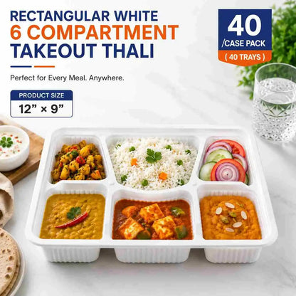 6-compartment heavy-duty takeout thali