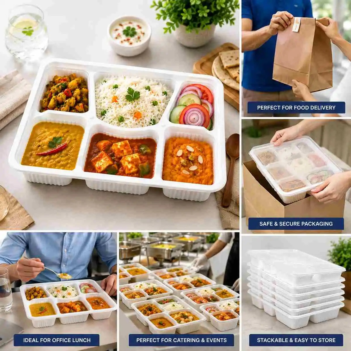 Heavy-duty compartment plate for takeout meals