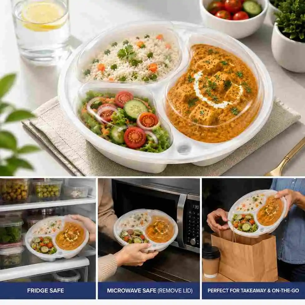 Round compartment combo tray for meal portions