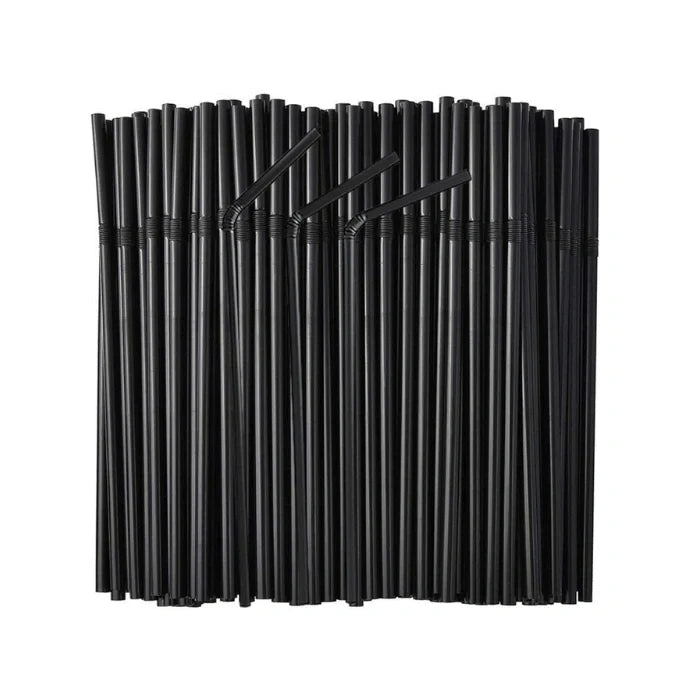 6 Inch Black Plastic Straw