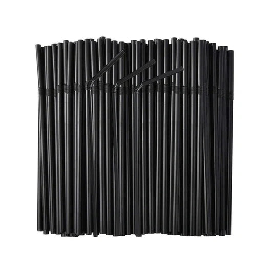 6 Inch Black Plastic Straw