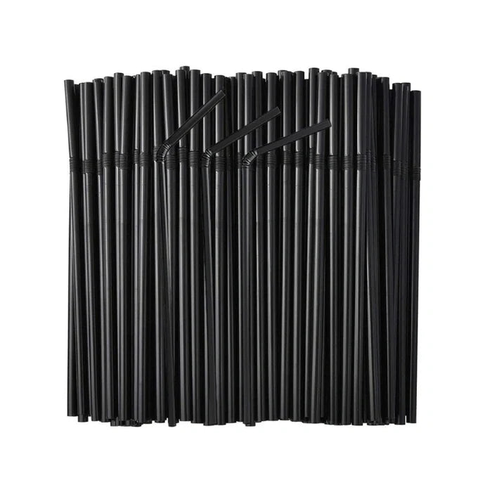 8 Inch Black Plastic Straw