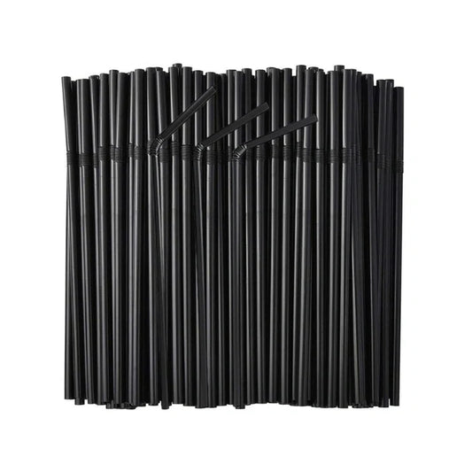 8 Inch Black Plastic Straw
