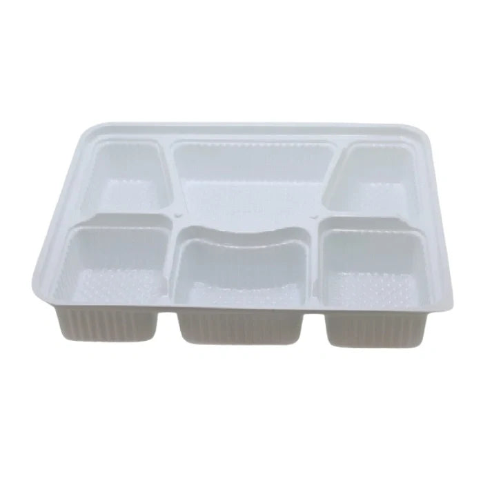 plastic food white tray with 6 Compartment
