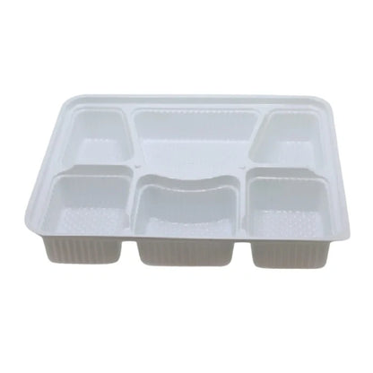 plastic food white tray with 6 Compartment