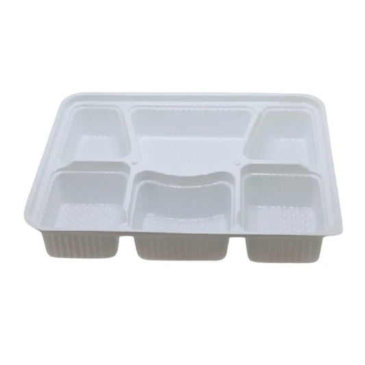 plastic food white tray with 6 Compartment